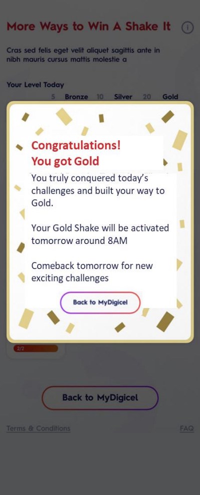 Digicel More Ways to Win — Gold Shake Earned