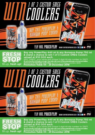 Caltex Freshstop Bonaqua Pump & PowerPlay “WIN 1 of 3 SMEG coolers to the value of R10 000 each” 