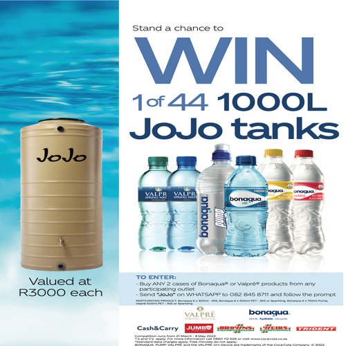 Stand a Chance of WINNING 1 of 44 Jojo Tanks Valued at R3000