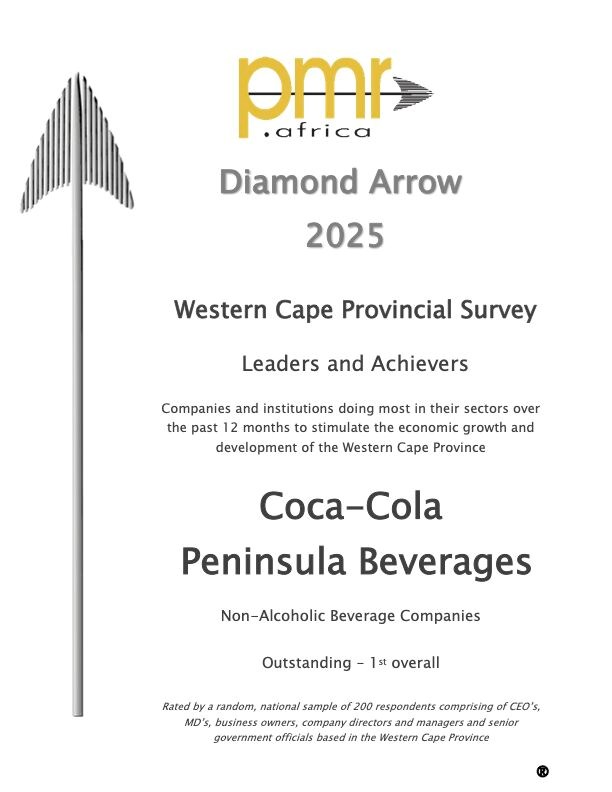 Coca-Cola Peninsula Beverages Shines with PMRAfrica Diamond Arrow Award