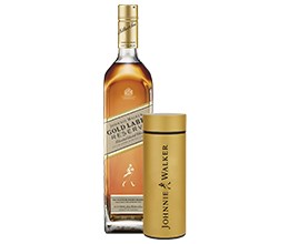 Johnnie Walker Gold Label with premium branded flask